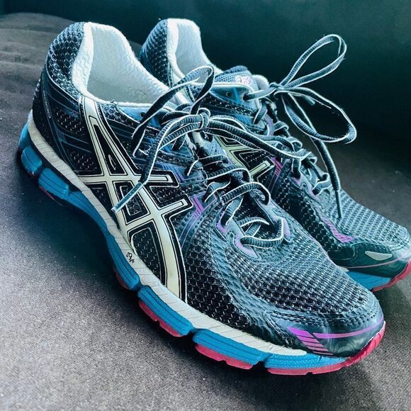 Excellent ASICS GT-2000 Black Blue Ruby Pink Womens 9, 40.5 - Picture 1 of 16